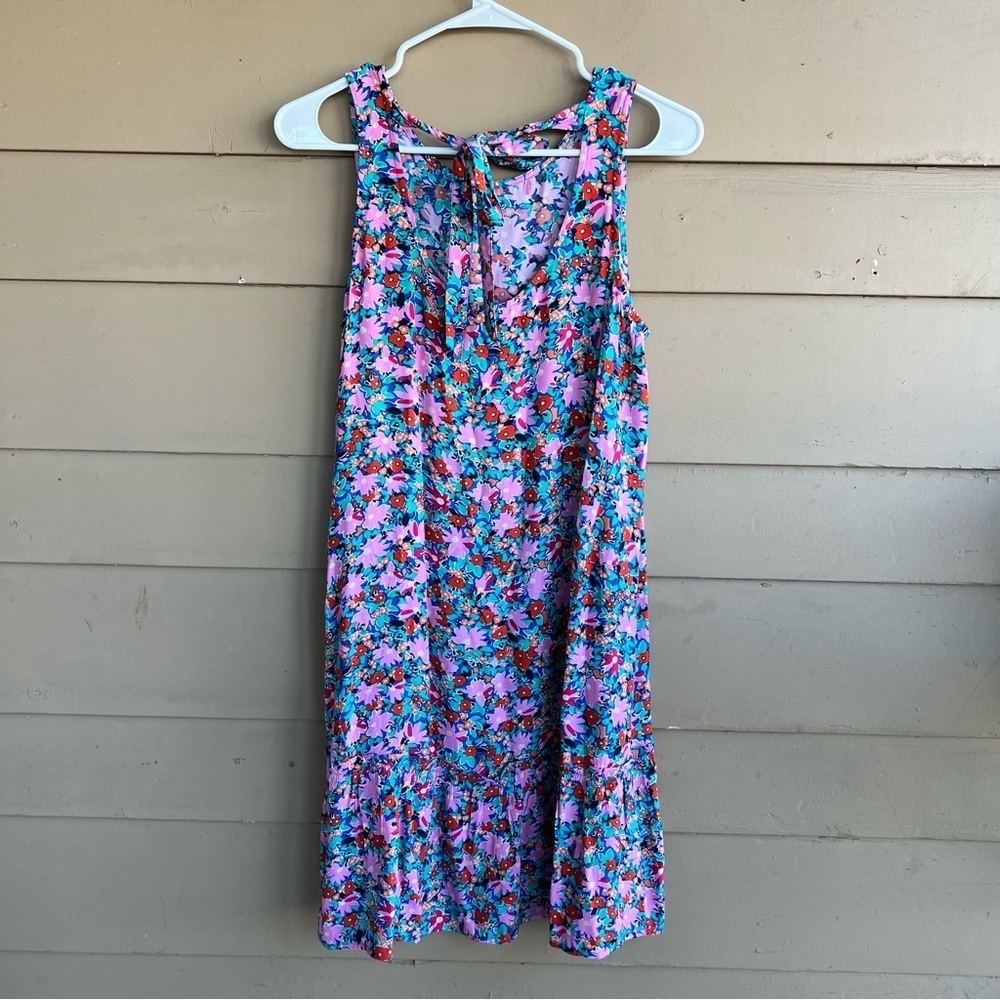 LOFT Daisy Tie Back Flounce Mini Dress Size SP - Picture 5 of 5